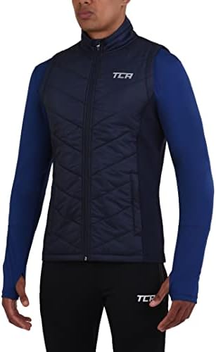 TCA Men's Excel Runner Walking Hiking Lightweight Padded Vest with Zipped Pockets - Navy Blazer, L