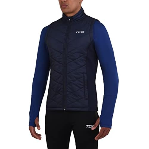 TCA Herren Excel Runner Leichte und gepolsterte Weste mit Reißverschlusstaschen - Dunkelblau, S