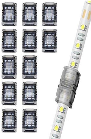 Conector LED de 2 pines para tira de luz LED de un solo color impermeable de 0.315 in de ancho, conexión rápida de tira a tira