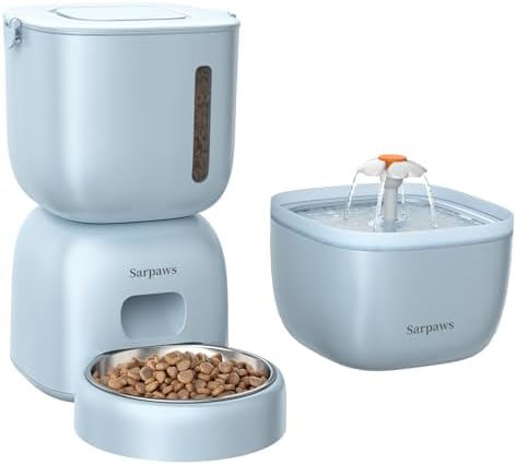 Automatic Cat Feeder and Water Dispenser FW1, Wire or Battery Cat...