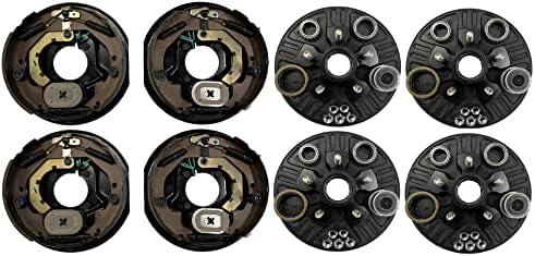 2-Pk Trailer Brake Backing Plates 10 in. (2LH 2RH) w/4 Hub/Drum Kit (5 on 4.5)