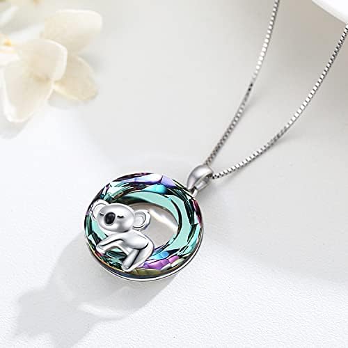 Koala Necklace 925 Sterling Silver Koala Bear Pendant Necklace Crystal Animal Jewellery Koala Gifts for Women Girls Girlfriend