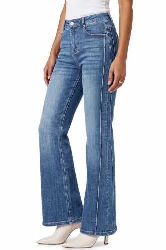 Arach&Cloz Women Petite Bootcut High Waisted Stretchy Business Casual Jeans - image 1