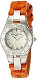 Baume et Mercier Mercier Leder Mutter Damen Orange Uhr Pearl Linea Baume Zifferblatt und der
