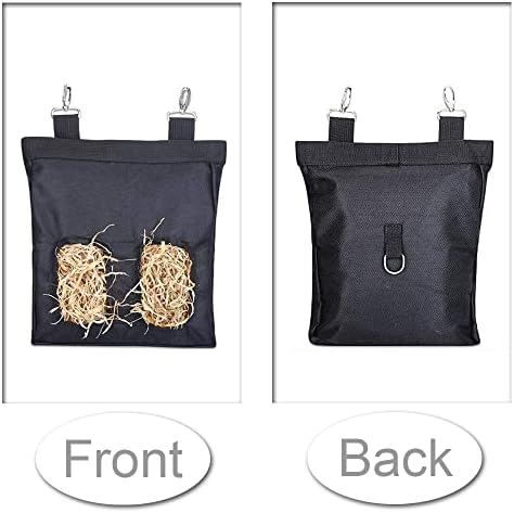Rabbit Hay Feeder Bag Small Animal Hanging Feeder Sack Oxford Cloth Fabric Guinea Pig Hay Feeder for Rabbit, Guinea, Chinchilla, Black
