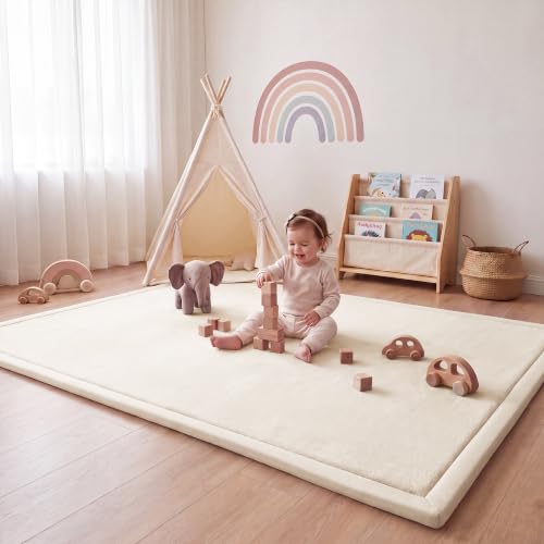 Image of 1.3 inch Thick Baby Play Mat for Floor,39x59 Memory Foam Tummy Time Mat