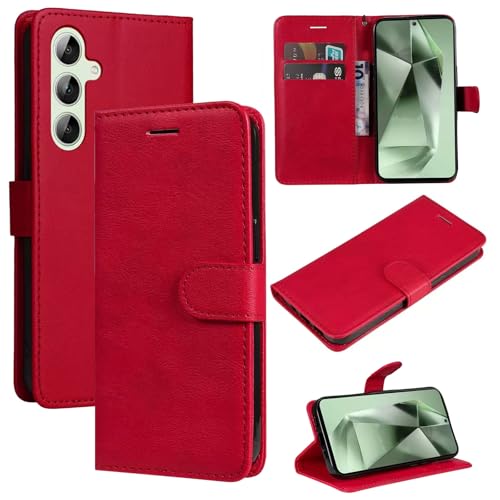 Funda para Samsung S24 FE con protección magnética, funda de piel sintética tipo cartera Sam sung S24 FE [2 ranuras para tarjetas] [soporte] [bloqueo RFID] con carcasa interior de TPU, fundas