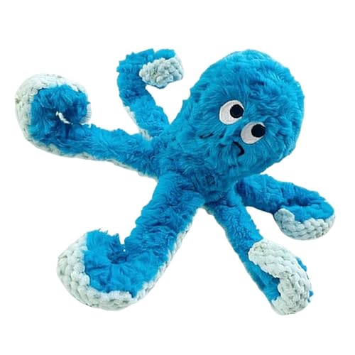 Octopus Hundespielzeug- Plüsch- Kauspielzeug, 134 g, langlebig, interaktives- Spielzeug, weiches Zerr- Apportier- Trainingsspielzeug für kleine, mittelgroße Hunde, geistige Stimulation, drinnen