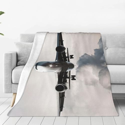 Couverture polaire en flanelle légère motif avion pour lit et canapé