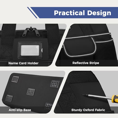 Image of 16-Inch Heavy Duty Tool Bag, 22 Pockets Empty Tool Box Organizer Storage, Soft Large Tote Toolbox Organization Portable Handle Carry Drill Toolbag for Handyman Home DIYer, Dad Men Gifts, Black
