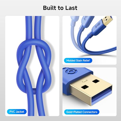 Cable Matters 2-Pack 5Gbps USB 3.0 Cable, USB A to A Cable, 6ft, Blue by Cable Matters - Used condition - Image 4