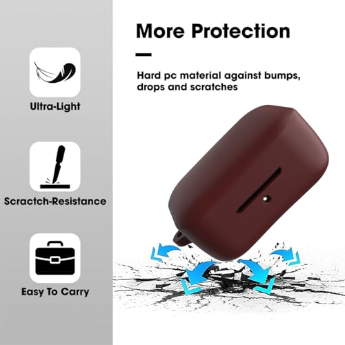 Image of Sounce Earphone Case Cover for Boat Airdopes 800 TWS Soft Silicone Skin Case Cover Shock Absorbing Protective Case with Keychain [Front LED Visible] - Maroon