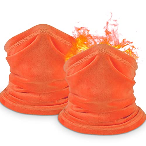 ENAIAH 2pcs Bufanda Tubular Calentador de Cuello, Polar Tubular Braga Cuello Invierno Bufanda de Cuello antiviento Bufanda Tublar para Invierno para Accesorio de esquí Moto Bicicleta (naranja) Cover