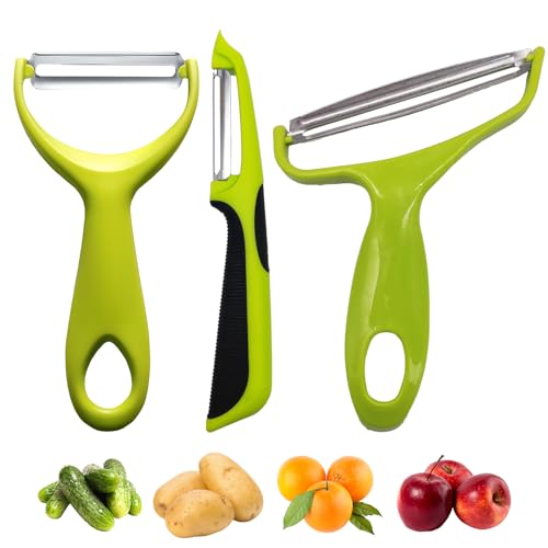 Trez Treamer 3pcs Vegetable Peeler Cabbage Peeler Y Peelers for Kitchen Stainless Steel Potato Peeler for Fruit Straight Blade, Durable Non-Slip Handle