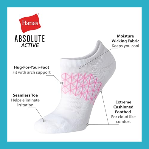 Image of Hanes Women's Socks, 4-pack, Absolute Active Cushioned Moisture-wicking Best Women's Socks, Crew, Ankle and No Show