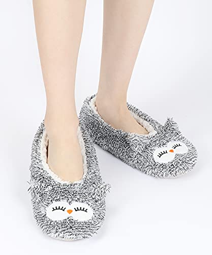 Image of DICUIRD Womens Animal Soft Sole Slipper Socks with Grippers-Fuzzy House Cute Slippers