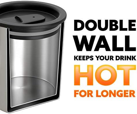 Stainless Steel Coffee Mug with Lid, Set of 2 – 14 oz Premium Double Wall Insulated Travel Cup, Metal Mug with Handle – Shatterproof, BPA Free, Dishwasher Safe, Tea, Beer