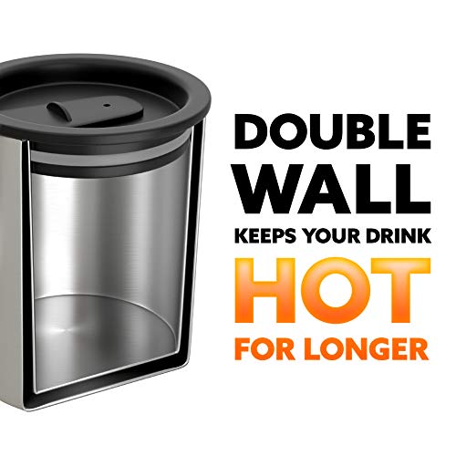 Stainless Steel Coffee Mug with Lid, Set of 2 – 14 oz Premium Double Wall Insulated Travel Cup, Metal Mug with Handle – Shatterproof, BPA Free, Dishwasher Safe, Tea, Beer