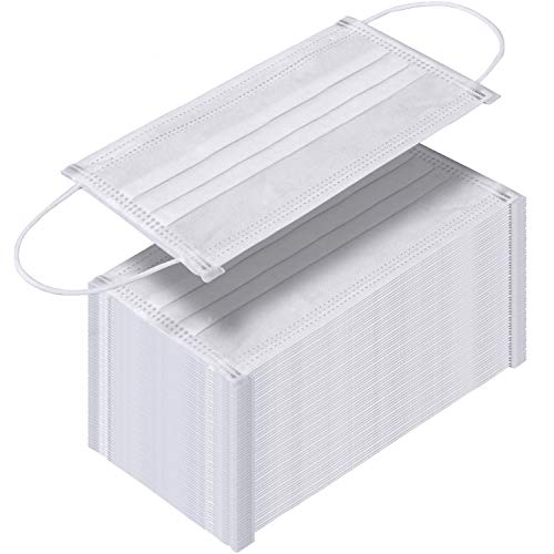 TecUnite 100 Pack Disposable Face Masks Breathable Dust Filter Masks Mouth Cover Masks with Elastic Ear Loop (White)