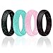 ROQ Silicone Wedding Ring For Women, Set of 4 Silicone Rubber Wedding Bands - Black with Glitter Sparkle Pink, Glitter Teal Turquoise, Glitter Pink - Size 5