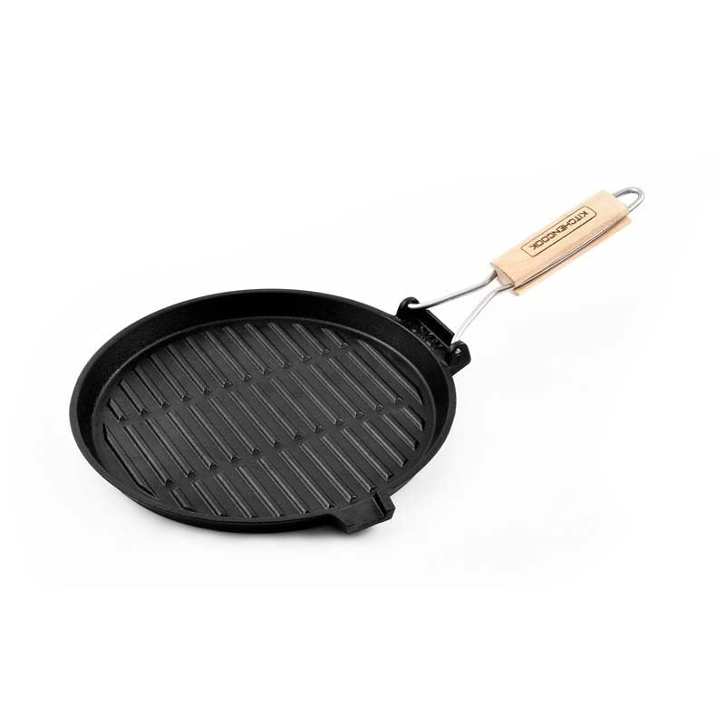 Grill en fonte émaillée 27 cm Kitchencook Grill27a Tfi poêle en fonte ronde pour une cuisson saine