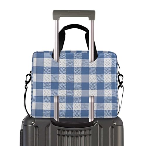 Maletín portátil para laptop 15.6" azul a cuadros miniatura 4
