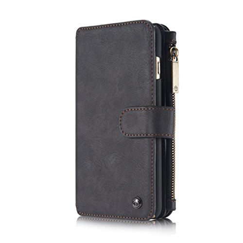 Doinshop PU Leather Wallet Cards Holder Stand Phone Case Cover For Apple iPhone 6/6S (Black)