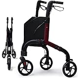 Lightweight 3 Wheel Rollator Walker for Seniors, Foldable with Storage Bag, Alum...