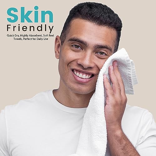 Image of Towel and Linen Mart 100% Cotton- Wash Cloth Set -Pack of 4,Quick Dry,Luxurious,Absorbent,Soft Feel Spa & Hotel Perfect for Daily Use (12X12 White)