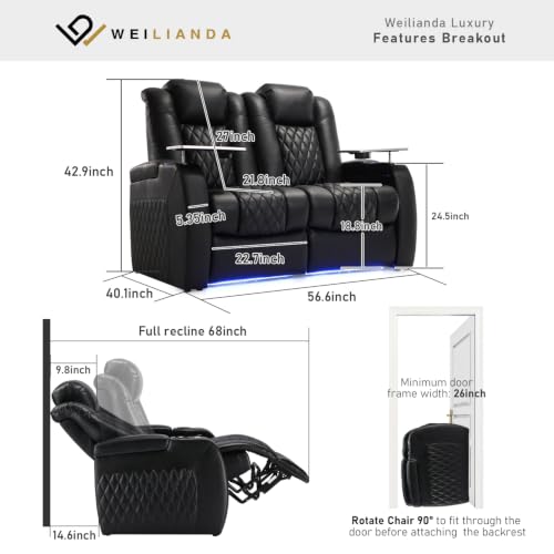 Image of Weilianda Home Theater Seating, Top Grain Leather Movie Theater Chair