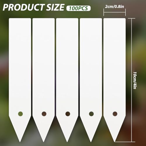 Image of HASTHIP 100Pcs Plant Labels, White PVC Plant Labels, Garden Tags, 4 inch Waterproof Garden Markers for Writing, Insert in Nursery Tags for Seedlings, Pots & Outdoor Plants