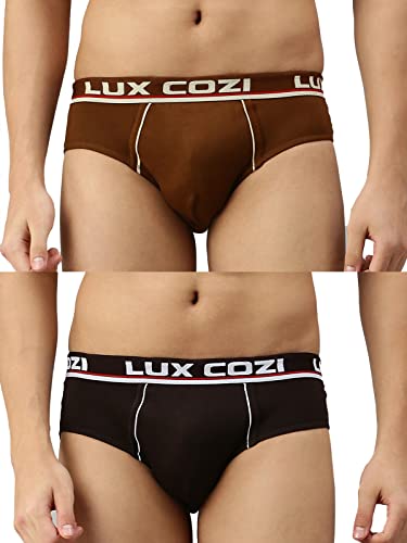 Image of Lux Cozi Bigshot Men's Pack of 2 Brown & Mustard Cotton Brief (Size : 85cm)