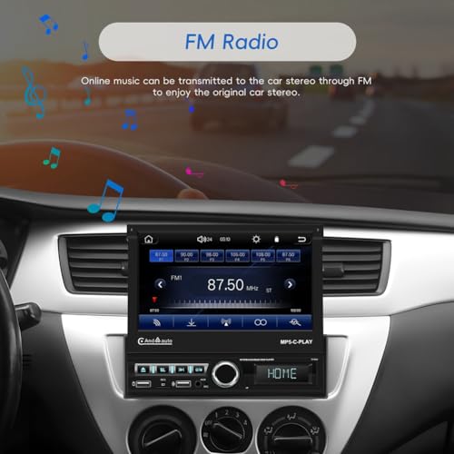 Autoradio 1 Din avec Carplay et Android Auto via Écran Tactile 7 Pouces Bluetooth