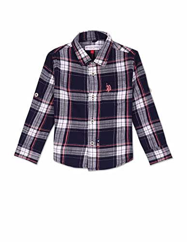 Image of U.S. Polo Assn. Kids Regular fit Tartan Checks Cotton Long Sleeves Casual Shirts
