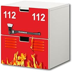 Cajones Stuva Ikea STIKKIPIX Bomberos Pegatinas Muebles | S2K02 | Adecuado para la cómoda con 2 cajónes STUVA de IKEA | (Mueble no Incluido)