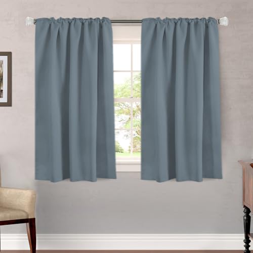 Image of H.VERSAILTEX Blackout Curtains Thermal Insulated Window Treatment Panels Room Darkening Blackout Drapes for Living Room Back Tab /Rod Pocket Bedroom Draperies, 52 x 45 Inch, Stone Blue, 2 Panels