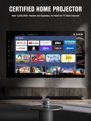 Image of 【Now with Netflix & 3000 ANSI】Smart 4K Projector with WiFi and Bluetooth, VISSPL 3D Dolby Audio and Auto Focus Portable Outdoor Projector, Movie Display Booths Projectors for Bedroom /Ceiling