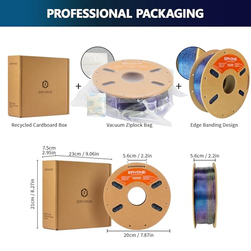 Image of ERYONE Burnt Titanium Rainbow PLA Filament 3D Printer 1.75mm + /-0.03mm, 1kg(2.2LBS) /Spool, Iridescent(Rose&Dark Gold&Green&Blue&Purple Blue)
