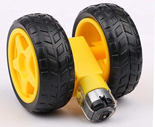 Yeeco 4 PCS DC Electric Motor 3V-6V Dual Shaft DC Gear Motor 1:120 Reduction Ratio Geared TT Magnetic Gearbox Engine with 4 PCS Plastic Car Tire Wheel, Mini RC Car Robot Tyres Model Gear Parts - Thumbnail 2