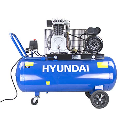 Hyundai 100 Litre Air Compressor, 2.2kw / 3hp, Electric & Portable Compressor, 14cfm / 145psi, Twin Cylinder, Belt Drive, Wheeled with 2 Year Warranty 4 Hyundai 100 Litre Air Compressor, 2.2kw / 3hp, Electric & Portable Compressor, 14cfm / 145psi, Twin Cylinder, Belt Drive, Wheeled with 2 Year Warranty - Image 4