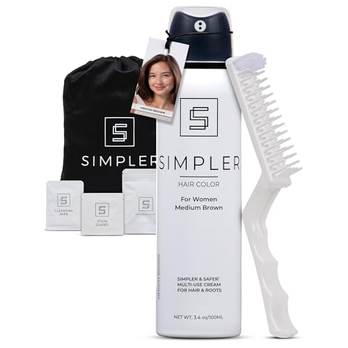 Simpler Hair Color for Women Permanent Ammonia Free Hair Dye for Gray Coverage - Natural Looking Hair Color for Sensitive Scalp - Long Lasting Medium Brown Hair Dye