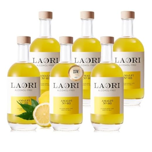 Laori Amalfi No 03 | Limoncello sans alcool | Parfait pour le Limoncello Spritz et les cocktails sans alcool | Sans arômes artificiels | Colorants végétaux | Apéritif citron sans alcool 6x500 ml