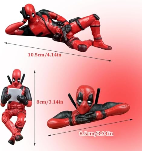 Image of FUNFOB Superhero Action Figure Collectible Set of 3 for Car Dashboard Office Desk or Study Table Decor PVC Multicolour | Deadp-ool Set of 3 AA