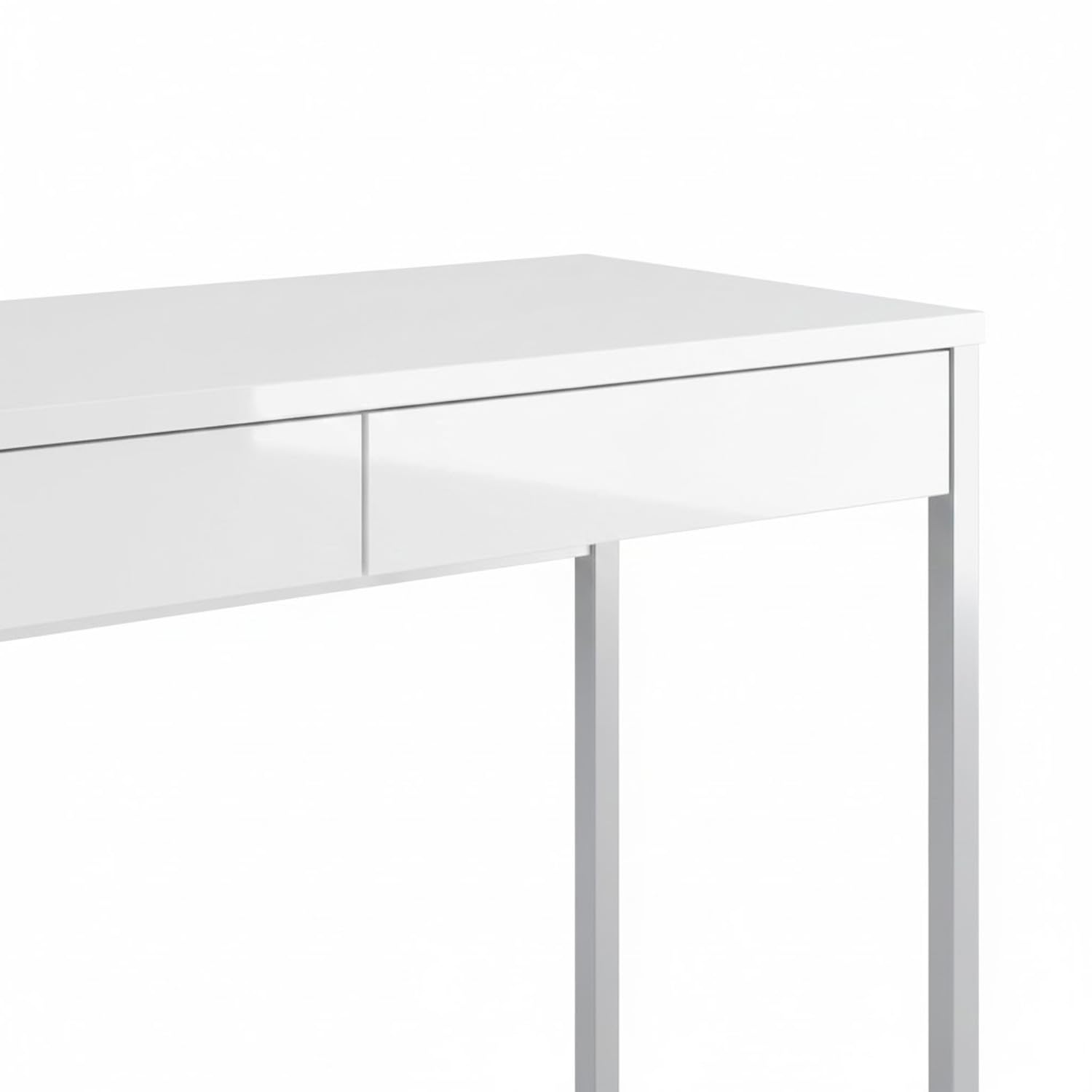 Arreditaly Scrivania Moderna Con 2 Cassetti Design Ribe Minimal Con Gambe In Acciaio Desk Salvaspazio Per Home Office Studio e Cameretta 101.6 × 40 × 76.5 cm Bianco Lucido