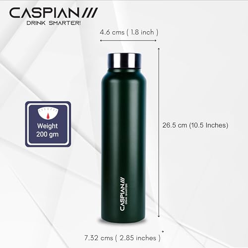 Image of Caspian Astra Stainless Steel Water Bottle 1 ltr (Litre) for Fridge, Home, Office, School, Gym-Ideal for Adults, Men, Women, Kids, Boys, Girls-1000ml Leakproof, Rust free, Set of 2, PR Blue & F Green