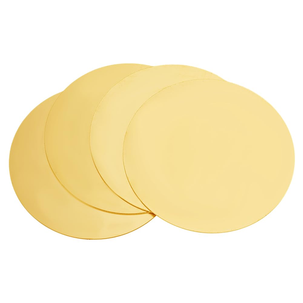 PH PandaHall 4Pcs 4 inch Brass Round Plate 18 Gauge 1mm Thickness | Pure Copper Round Plate Copper Circle Gasket Metal Cut Material for Crafts Jewelry Repair Models Electrical