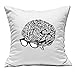 Luckyprint Black And White Hipster Brain with Glasses Cuscino Bianco 40x40cm
