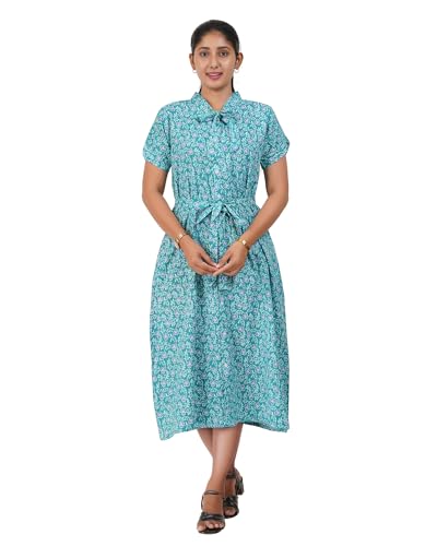 Image of MENMAII Women's [L-4XL] Full Open /Front Buttoned [a Kind of Adaptive Clothing] Multipurpose Nighty for Maternity /Pregnancy /Elderly /Patient /Feeding /Hospital Purpose Nighty Calf Length