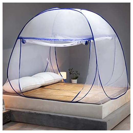 Mosquiteiro para cama, tamanho dobrado, 30,5 cm, rede mosquiteira portátil para acampamento, viagem, barraca pop-up com entrada dupla para cama king size (dobrada de 30 cm, 180 x 200 x 149 cm)