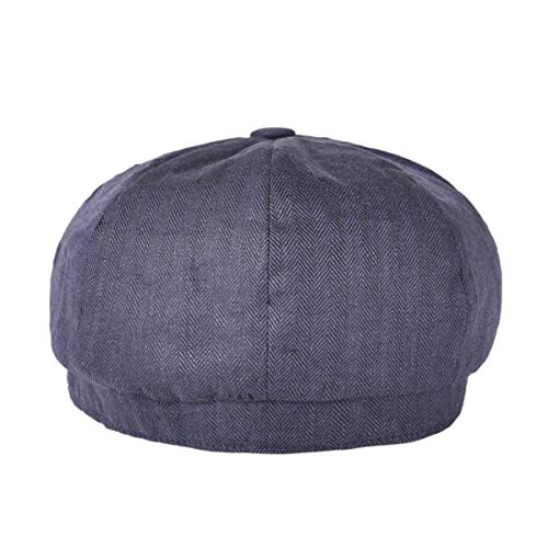Botvela Men's Linen Newsboy Cap Lightweight Flat Cap Breathable Summer Hat (7 1/4-7 3/8, Herringbone Navy) #TOP2
